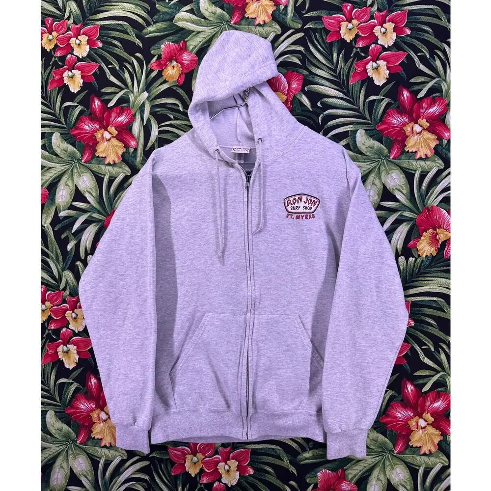 Ron Jon FT.Myers Full Zip Up Gray Hoodie Size M